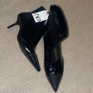 Zara studded pointed toe ankle boots